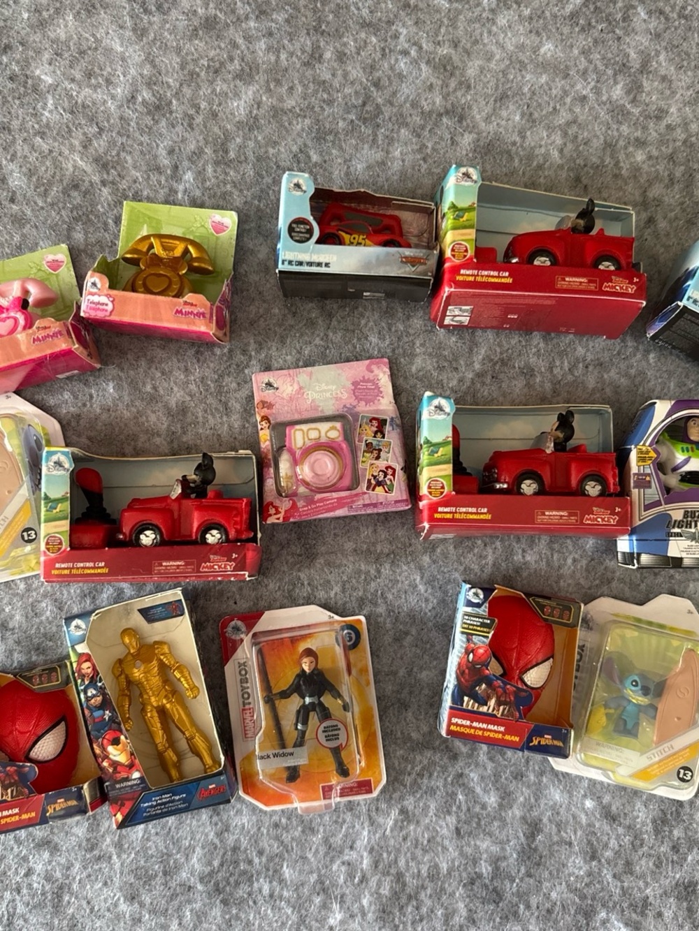 Disney Red Toy Car and Assorted Action Figures Set